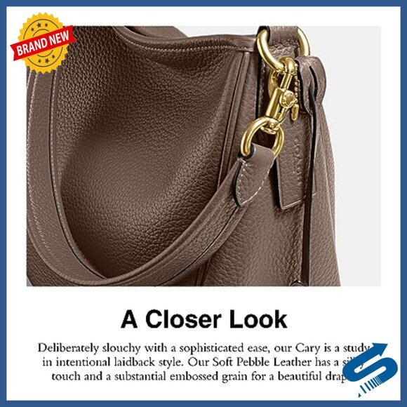 Soft Pebble Leather Cary Shoulder Bag with Convertible Straps Soft Pebble Leather Shoulder Bag with Adjustable Strap and Zipper Pocket